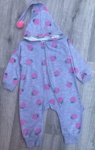 Комбінезон Murat Baby "Полуничка" сірий, дівчинка 0-3-6-9 місяців