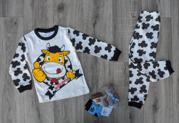Пижама Supermini "Коровка", чёрный, мальчик 4-5-6 года