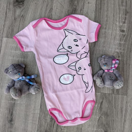 Боді "Котики", дівчинка, рожевий 3-6-9-12 місяців