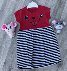 Платье Mini Pink "Полоска", красный, 2-3-4-5 лет