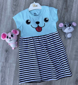 Платье Mini Pink "Полоска", бирюзовый, 2-3-4-5 лет