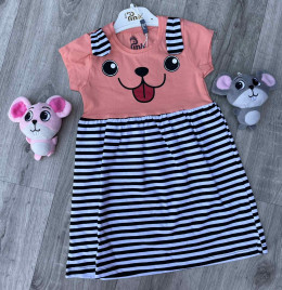Платье Mini Pink "Полоска", персиковый, 2-3-4-5 лет