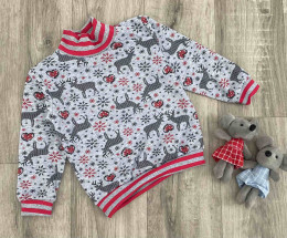 Водолазка " Новорічна" унісекс, сіра з червоним 2-3-4-5 років