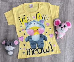 Футболка Реll "Meow" жовта, дівчинка 4-5-6-7-8 років