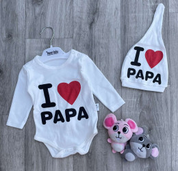 Боді "I ❤️ papa" молочний, унісекс 3-6-9-12 місяців