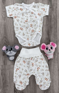 Комплект "Тваринки" молочний, унісекс 0-3 місяців