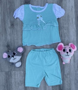 Комплект "Квіточка" бірюзовий, дівчинка 3-6 місяців