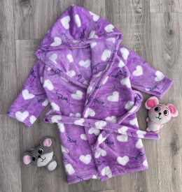 Халат "Серця" бузковий, дівчинка 6-7-8 років