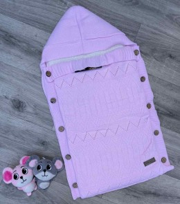 Конверт Becol "В'язка" рожевий, дівчинка 0-3 місяців