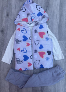 Костюм Partner "Сердца" серый, девочка 9-12-18-24 месяцев