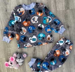 Пижама "Шлем" серая, мальчик 1-3-5-7-9 лет