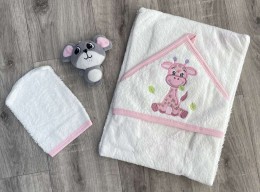 Рушник Ramel "Жирафік" молочний з рожевим, дівчинка 80*80