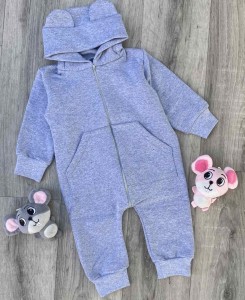 Ромпер "Однотонный" серый, унисекс 6-9-12-24 месяцев