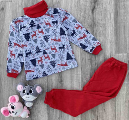 Костюм "Зимовий" червоний з сірим, унісекс 1-2-3 роки