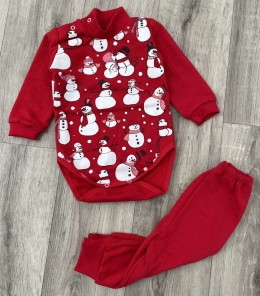 Комплект «Сніговички» червоний, унісекс 9-12-18 місяців