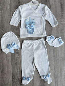 Комплект Findik «Коронка» блакитний, хлопчик 3 місяці