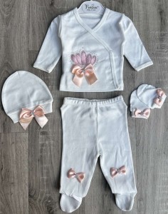 Комплект Findik «Коронка» персиковий, дівчинка 3 місяці