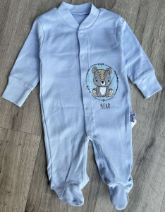 Человечек «Bear» голубой, мальчик 0-3-6-9 месяцев