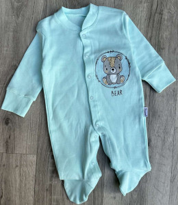 Чоловічок «Bear» бірюзовий, хлопчик 0-3-6-9 місяців