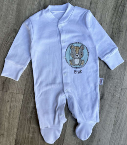 Чоловічок «Bear» білий, хлопчик 0-3-6-9 місяців
