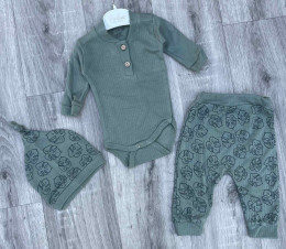 Комплект Findik «Листик» хакі, хлопчик 3-6-9-12 місяців