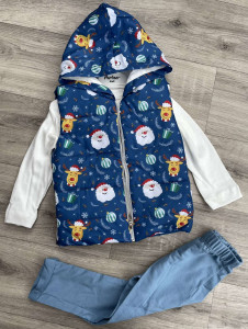 Костюм Partner «Merry Christmas» синий, мальчик 9-12-18-24 месяцев