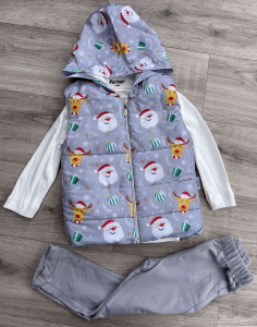 Костюм Partner «Merry Christmas» серый, мальчик 9-12-18-24 месяцев