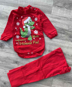 Комплект "Мій перший Новий Рік!" червоний, унісекс 6-9-12-24 місяців
