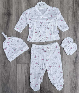 Комплект Findik «Коронки» білий, дівчинка 3 місяці