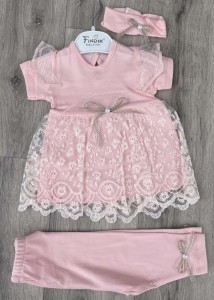 Комплект Findik «Бантик» персиковий, дівчинка 3-6-9 місяців