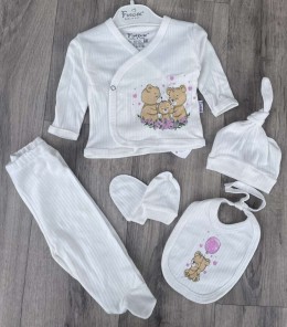 Комплект Findik «Ведмедики» молочний, унісекс 3-6 місяців