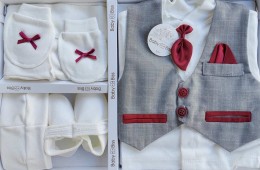 Комплект Baby Biss "Джентльмен" серо-бордовый, мальчик 0-6 месяцев