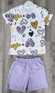 Костюм Ravza «Сердечки» сиреневый, девочка 3-4-5-6 лет