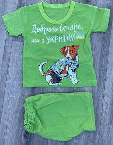 Костюм «Ми з України» салатовий, хлопчик 6-9-12-24 місяців
