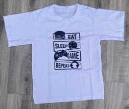 Футболка «Eat, sleep, game, repeat» білий, хлопчик 7-8-9-10 років