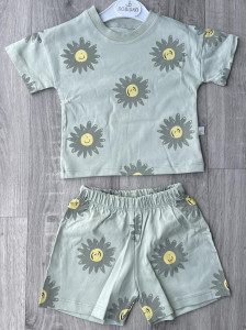 Костюм Bobisko "Квіточки" зелений, дівчинка 9-12-18-24 місяців