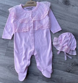 Чоловічок Maibella "Рюши" рожевий, дівчинка 0-3-6-9 місяців