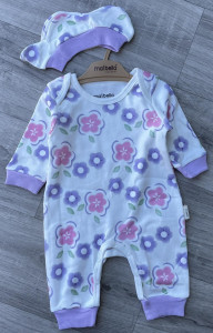 Чоловічок Maibella "Квіточки" бузковий, дівчинка 0-3-6-9 місяців