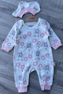 Чоловічок Maibella "Квіточки" рожевий, дівчинка 0-3-6-9 місяців