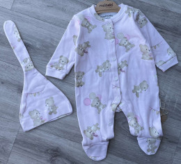 Чоловічок Maibella "Ведмедики" рожевий, дівчинка 0-3-6-9 місяців