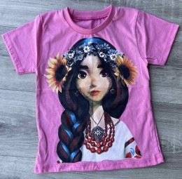Футболка «Украиночка» розовый, девочка 4-5-6-7-8 лет