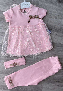 Комплект Findik «Квіточка» персиковий, дівчинка 3-6-9 місяців