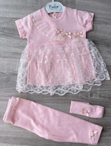 Комплект Findik «Бантики» персиковий, дівчинка 3-6-9 місяців