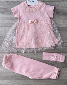 Комплект Findik «Бантик» персиковий, дівчинка 3-6 місяців