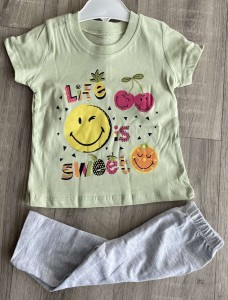 Костюм Mini Mika «Life is sweet» оливковый, девочка 9-12-18-24 месяцев