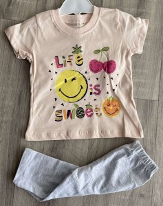 Костюм Mini Mika «Life is sweet» персиковый, девочка 9-12-18-24 месяцев