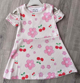 Платье CHN «Цветочки-Вишенки» молочный, 3-4-5-6 лет