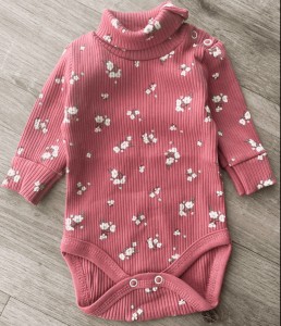 Боді "Квіточки" теракотовий, дівчинка 0-3 місяців