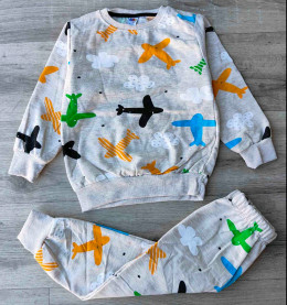 Пижама  MDY "Самолётики" бежевая, мальчик 8-9-10-11-12 лет