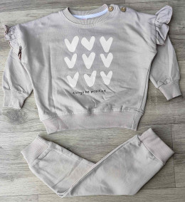 Костюм My Bella "Always be positive" бежевый, девочка 6-9-12-18 месяцев